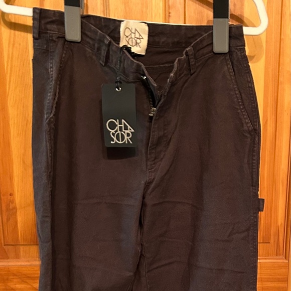 NWT Chaser Brown Canvas Carpenter Pants Flare Leg Small - Picture 2 of 2